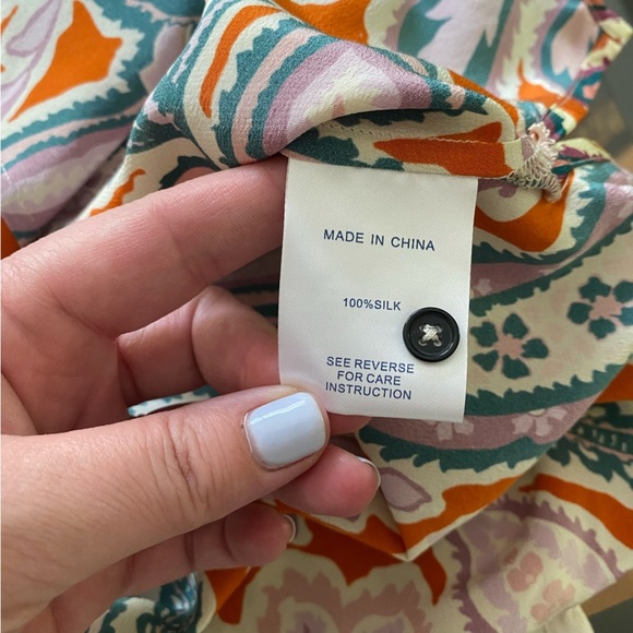 Tyler Boe Silk Multi Colored Paisley Maggie Blouse - Picture 15 of 16
